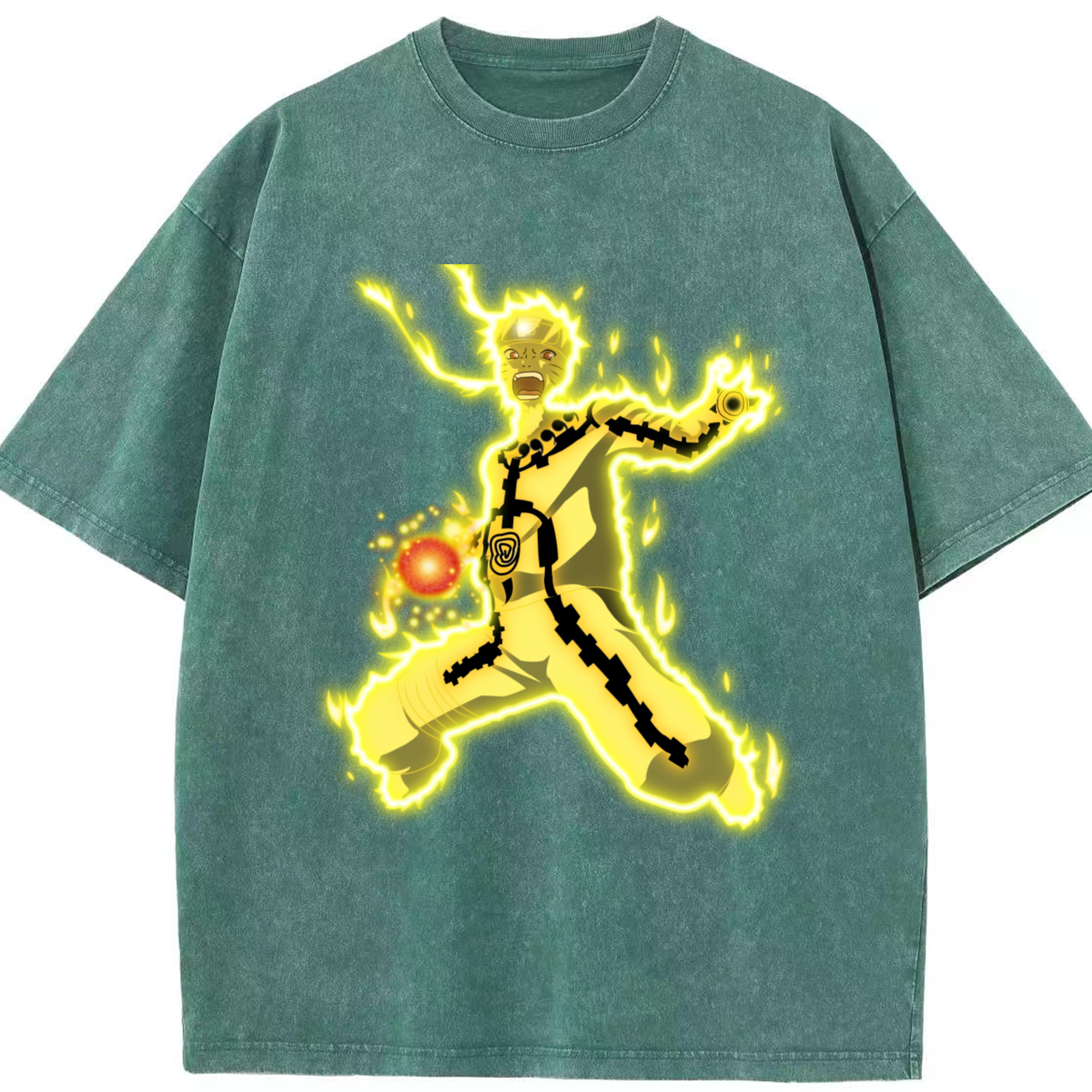 （画像用） NARUTO -ナルト- うずまき ナルト Uzumaki Naruto 綿100% ヴィンテージ風 半袖Tシャツ（フロントプリント）